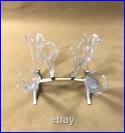 BACCARAT jardinière / bouquetière en bronze et cristal Cornets Fleurs Tulipier BACCARAT jardinière / bouquetière en bronze et cristal Cornets Fleurs Tulipier