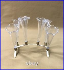 BACCARAT jardinière / bouquetière en bronze et cristal Cornets Fleurs Tulipier BACCARAT jardinière / bouquetière en bronze et cristal Cornets Fleurs Tulipier