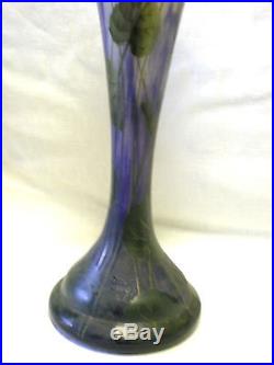 Beau Grand Vase Degager A L Acide Signe Daum Nancy Croix De L'orraine 41 CM