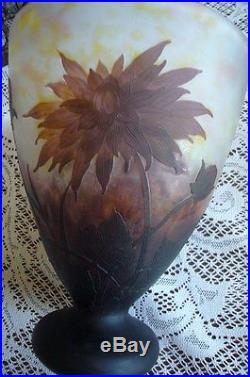 BEAU VASE DAUM DAHLIAS NANCY ERA GALLE AUTHENTIQUE