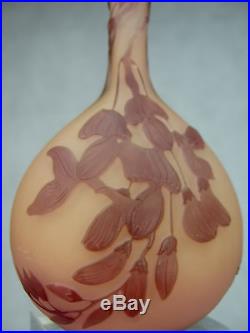 Beau Vase Multicouche Emile Galle 1900 Authentique Decor Glycines Art Nouveau