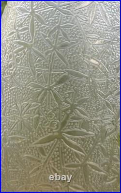 Baccarat Acid Etched Glass Vase Cristal Grave Acide Fleur De Couleur Colore Vert