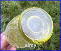 Baccarat Acid Etched Glass Vase Cristal Grave Acide Fleur De Couleur Colore Vert