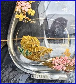 Baccarat & Escalier Cristal Grand Vase Cristal Japonisant 1880 Bronze