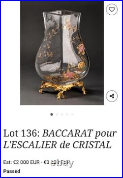 Baccarat & Escalier Cristal Grand Vase Cristal Japonisant 1880 Bronze