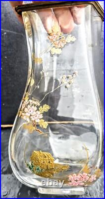 Baccarat & Escalier Cristal Grand Vase Cristal Japonisant 1880 Bronze