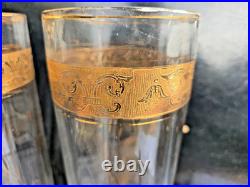Baccarat Ou Saint Louis Paire De Grands Vases Cristal Decor Givré Doré Ht 36cm