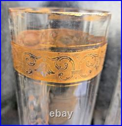 Baccarat Ou Saint Louis Paire De Grands Vases Cristal Decor Givré Doré Ht 36cm