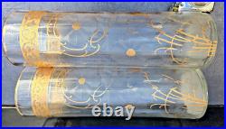 Baccarat Ou Saint Louis Paire De Grands Vases Cristal Decor Givré Doré Ht 36cm