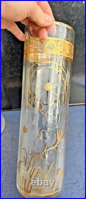 Baccarat Ou Saint Louis Paire De Grands Vases Cristal Decor Givré Doré Ht 36cm