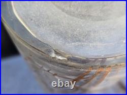 Baccarat Ou Saint Louis Paire De Grands Vases Cristal Decor Givré Doré Ht 36cm