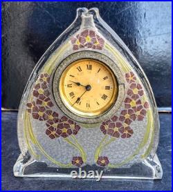 Baccarat Pendulette Fond Givre Emaille Cristal Art Nouveau 1900 Clock