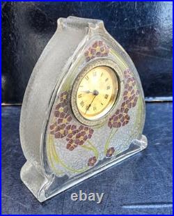 Baccarat Pendulette Fond Givre Emaille Cristal Art Nouveau 1900 Clock