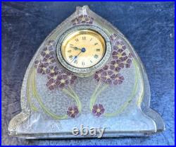 Baccarat Pendulette Fond Givre Emaille Cristal Art Nouveau 1900 Clock