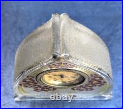 Baccarat Pendulette Fond Givre Emaille Cristal Art Nouveau 1900 Clock