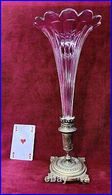 Baccarat Vase Cornet Porte Bouquet Bouquetiere Cristal Taillé Cotes Plates 19éme