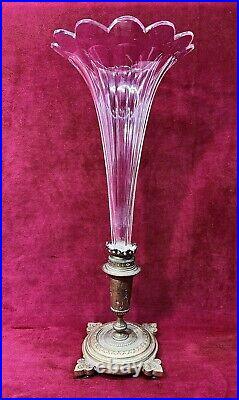 Baccarat Vase Cornet Porte Bouquet Bouquetiere Cristal Taillé Cotes Plates 19éme