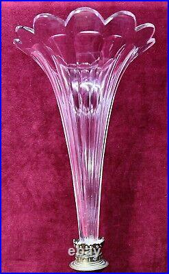 Baccarat Vase Cornet Porte Bouquet Bouquetiere Cristal Taillé Cotes Plates 19éme