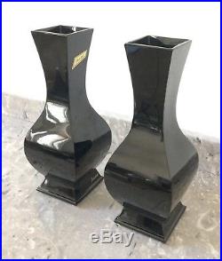 Baccarat rare paire de vases en cristal noir
