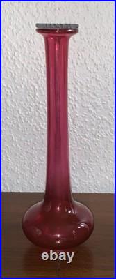 Baccarat vase soliflore cristal soufflé rouge rubis XIXe étiquette d'origine