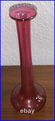 Baccarat vase soliflore cristal soufflé rouge rubis XIXe étiquette d'origine
