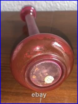 Baccarat vase soliflore cristal soufflé rouge rubis XIXe étiquette d'origine