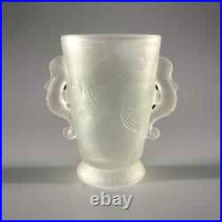 Barolac Vase hippocampe Josef Inwald Barolac Bohème Art Déco 1930 Verre Givre