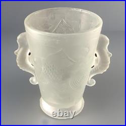 Barolac Vase hippocampe Josef Inwald Barolac Bohème Art Déco 1930 Verre Givre