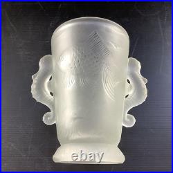 Barolac Vase hippocampe Josef Inwald Barolac Bohème Art Déco 1930 Verre Givre