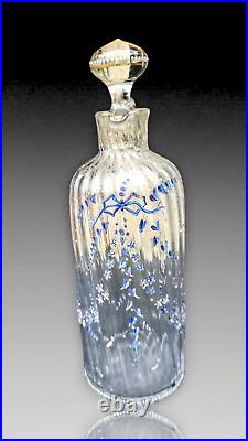 Beau Flacon Cristallerie De Émile Galle Verre Émaillé Art Nouveau 1900