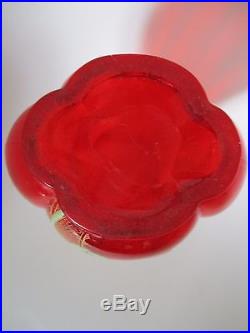 Beau VASE Legras verre émaillé rouge décor de capucines Era MONTJOYE 1900