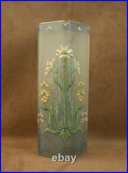 Beau Vase En Pte De Verre Décor Floral Émaillé Art Nouveau Legras