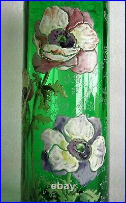 Beau Vase émaillé legras riche décor d' anémones bicolores