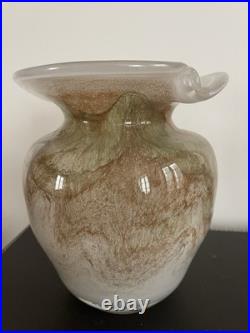Beau Vase en Verre Souflé Signé Maure-Vieil à Mandelieu Années 1970 Estampillé