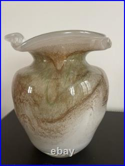 Beau Vase en Verre Souflé Signé Maure-Vieil à Mandelieu Années 1970 Estampillé