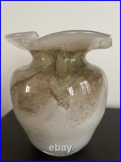 Beau Vase en Verre Souflé Signé Maure-Vieil à Mandelieu Années 1970 Estampillé