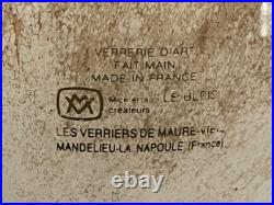 Beau Vase en Verre Souflé Signé Maure-Vieil à Mandelieu Années 1970 Estampillé
