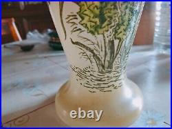 Beau Vase en verre Emaillé LEGRAS 27 cm objet vitrine era daum gallé lalique