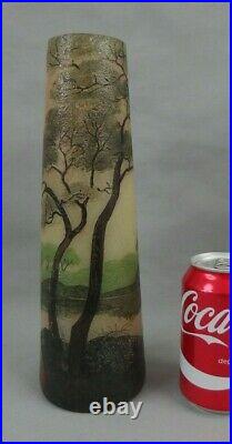 Beau vase Legras verre dégagé à l'acide décor lacustre 1900 french cameo glass