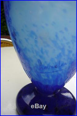 Beau vase le verre français décor myrtilles charder schneider