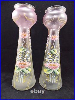 Belle Paire De Grands Vases Emmailles Decor Fleur Et Muguet-legrasclichymoser