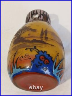 Belle Pte De Verre Signée Clio. Vase Art Déco