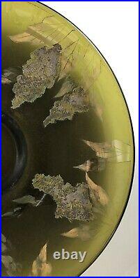 Belle coupe verre dégagé acide branchages fleuris LEGRAS Art-Nouveau Signé Vase