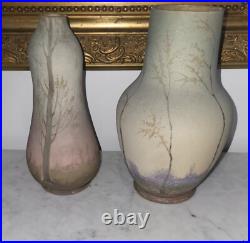Belle paire de Vases Céramique, style ART NOUVEAU signé monogrammé D. R