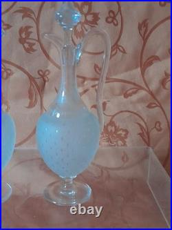 Belle paire de burettes d'église carafe cristal taillé gravé 19 è st louis