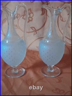 Belle paire de burettes d'église carafe cristal taillé gravé 19 è st louis