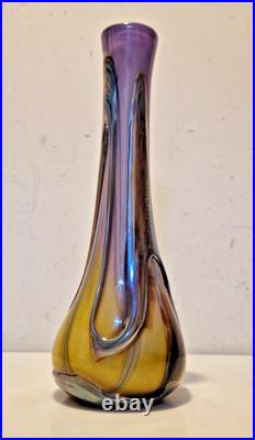 Biot Marcel Saba Grand vase verre soufflé améthyste et irisations H. 33 cm