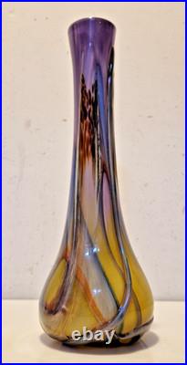 Biot Marcel Saba Grand vase verre soufflé améthyste et irisations H. 33 cm