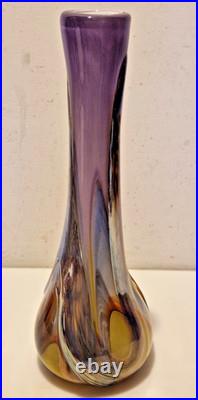 Biot Marcel Saba Grand vase verre soufflé améthyste et irisations H. 33 cm
