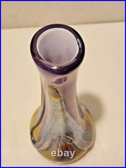 Biot Marcel Saba Grand vase verre soufflé améthyste et irisations H. 33 cm